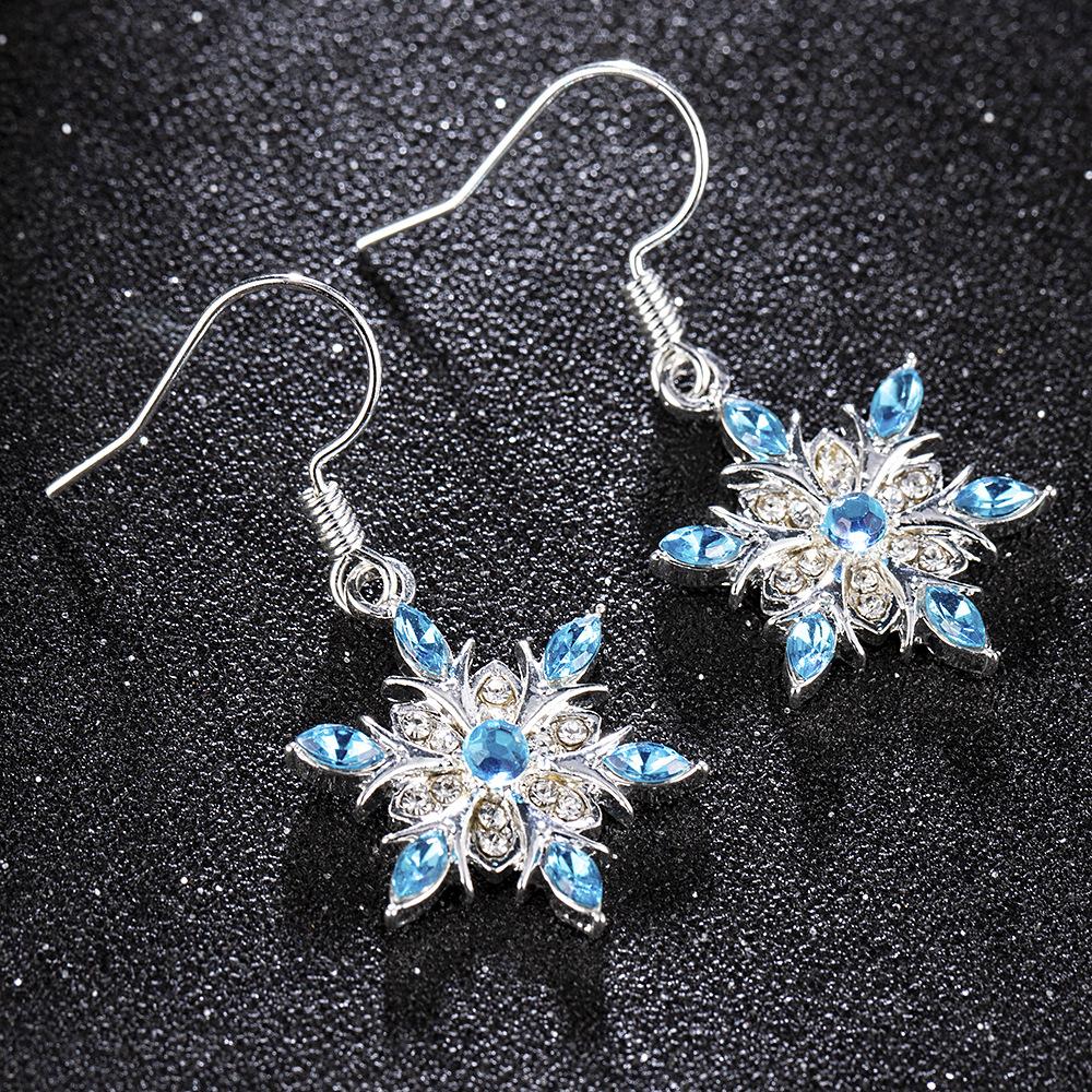 Elegant Zircon Snowflake Drop Earrings For Women Christmas Rhinestone Snowflake Pearl Earrings Gilrs Xmas New Year Party Jewelry