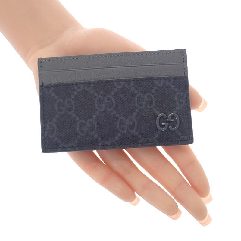 Gucci 768248 FACQC 1048 Card Case Black GG Supreme Canvas Mens
