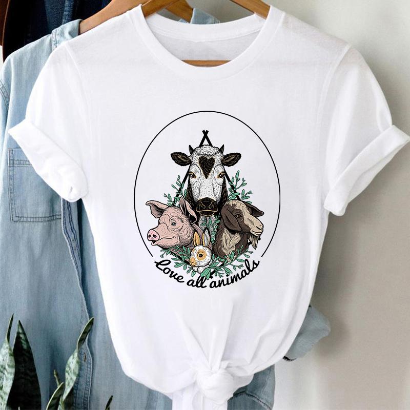 New Summer T-Shirts Harajuku Cow Graphic Tshirt Women Short Sleeve Tee Shirt Femme Summer Female T-Shirt O-Neck T-Shirt Ladies