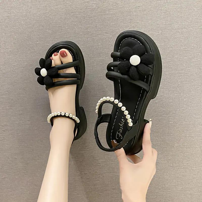 Fashion Summer Beach Open Toe Woman Shoes Luxury Vintage 2025 Offers Original Comfort Sandals for Women Chic and Elegant Wholesale Shoe