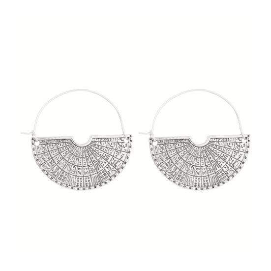 1 Pair Women Earrings Retro Bohemia Style Drop Earrings Fan-Shaped Semicircular Design Distressed Earrings