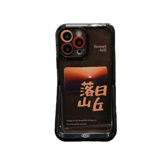 

Ins Sunset Stand Holder Защитный чехол для Iphone 13 12 14 Pro Max 11 Promax Letter Черный противоударный чехол для телефона for iphone 11