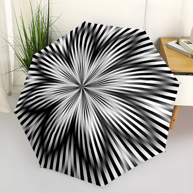 

1pc Radiating Lines Pattern Automatic Folding Umbrella - Portable Collapsible Design, 8-Rib Iron Frame, Durable Fabric yy251125172