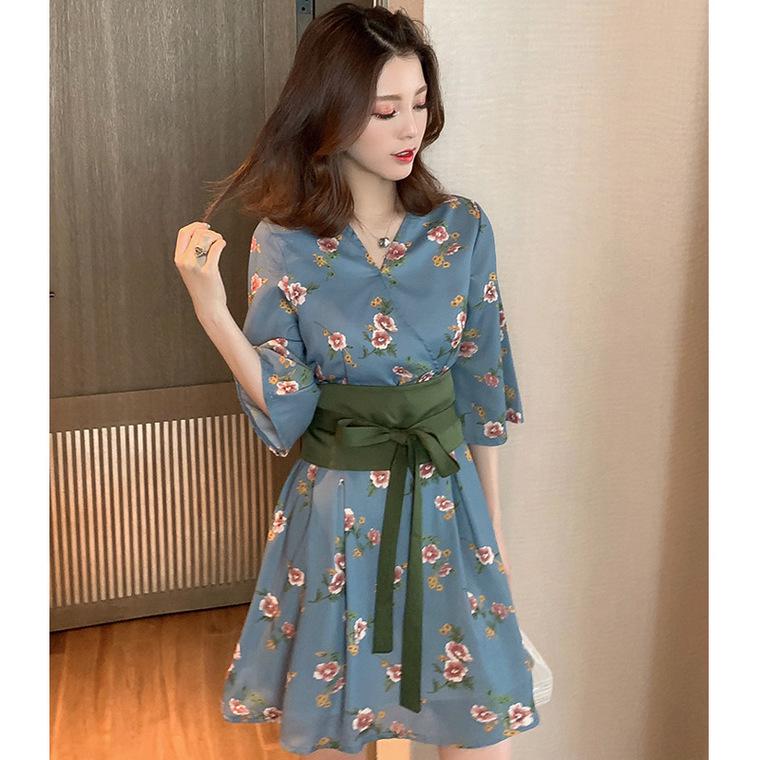 Tall Girl Short Dress Buy Summer Japanese Style V-neck Retro