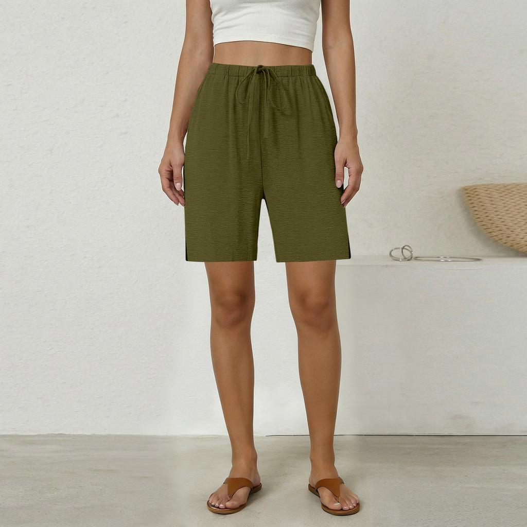Women's Loose  Straight Drawstring Pocket Casual Shorts