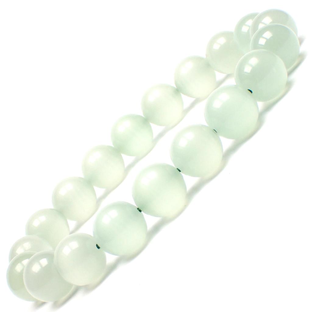 Natural Eye Green Calcite Lace Power Stone Bracelet [Happiness Stone] High-Quality Cat's (Green Calcite)