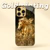 Horse Pattern Electroplated Gold Glass Phone Case Suitable for iPhone 17 16 15 14 13 12 11 Pro/Max/Plus Shockproof Back Cover