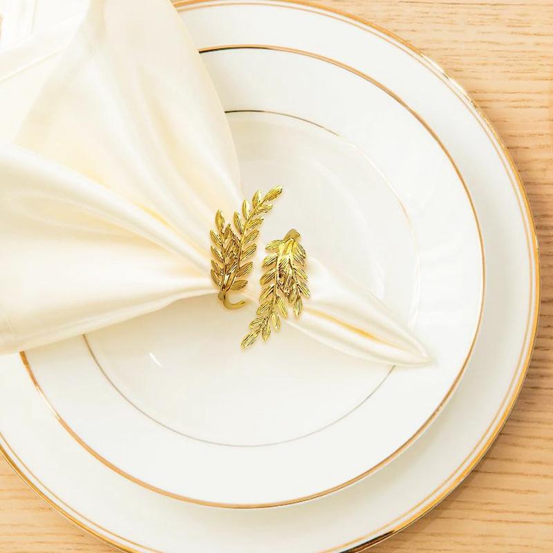 Wheat Ear Leaf Napkin Ring, Napkin Buckle, Leaf Napkin Ring, Metal Ring, Hotel Display Table, Strong Manufacturer, Party Decoration Supplies