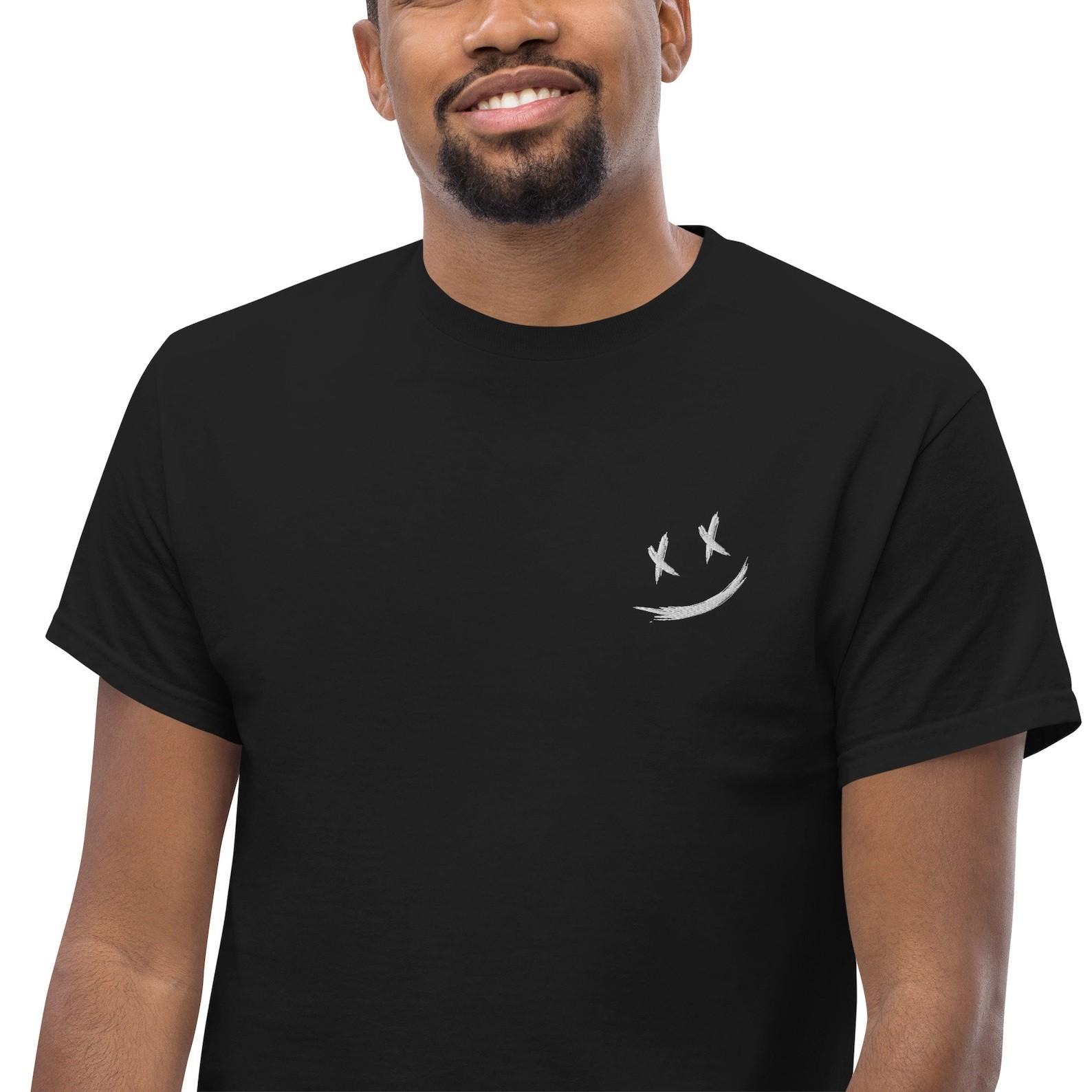 Smiley Face T Shirt White Logo Retro Graphic Tee Aesthetic Shirt S