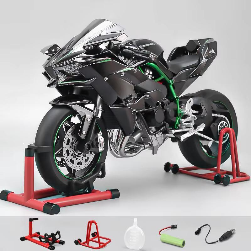 

Большой 1:6 Kawasaki H2R Спрей Сплав Литой Мотоцикл Игрушка Загружаемая Динамическая Металлическая Модель Звук Свет Подарок на День Рождения Хобби Коллекционирование чёрный