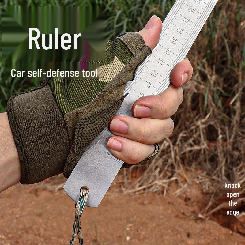 Multifunctional Quenched Steel Ruler: High Manganese, Thickened, Self-Defense, Stainless Straightedge