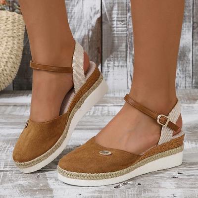Sales Closed Toe Wedge Sandals for Women Summer Buckle Strap Gladiator Shoes Woman Fashion Espadrilles Platform