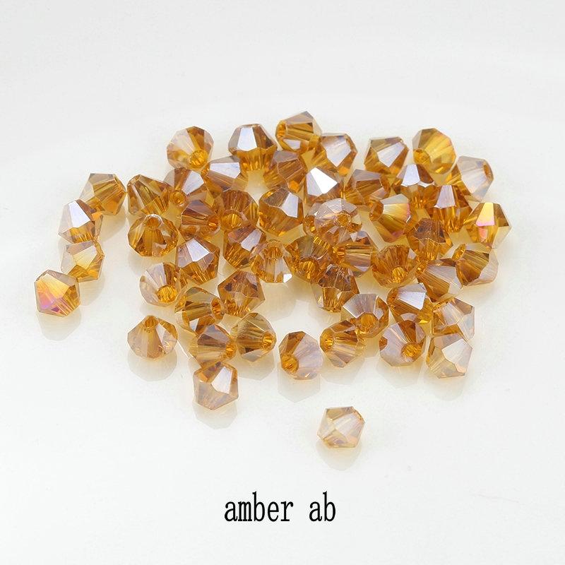 4mm 100pcs Shiny Crystal Beads Bicone Beads Glass Beads Loose Spacer Beads for Bracelet DIY Jewelry Making 200pcs