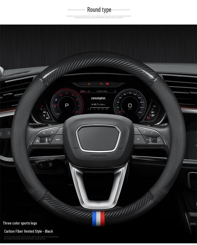 XPeng Steering Wheel Cover for P7, G3, G3i, P5 - Genuine Leather Carbon Fiber, High-Quality.