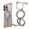 Oatsbasf Minimalist Phone Case for iPhone 16 Pro Max with Ring 360° Rotatable Magnetic Kickstand Metal Frameless Bumper Cover