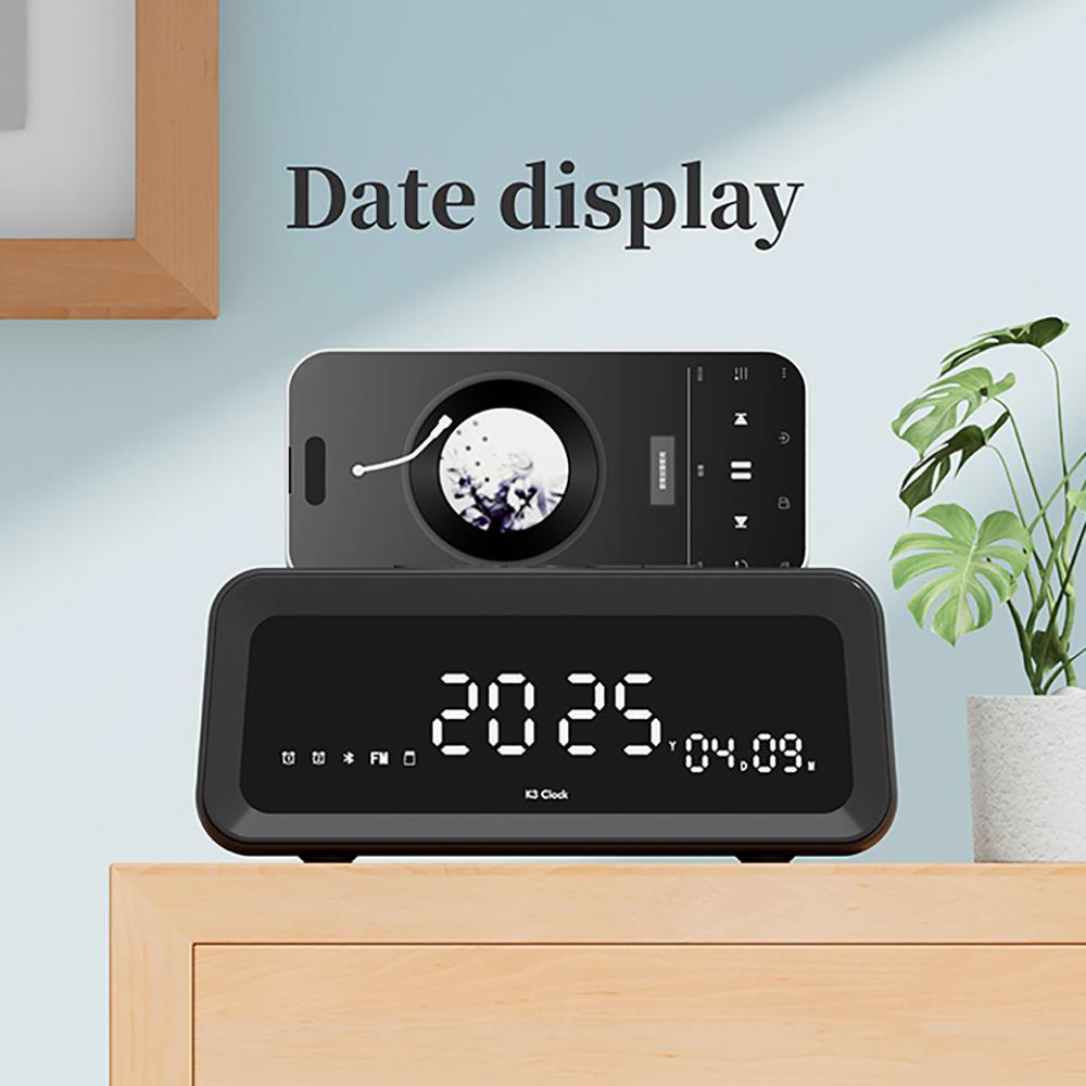 Digital Alarm Clock Bluetooth Speaker Radio Temperature Date Week Display TF Card Outdoor Camping Home Décor Rechargeable