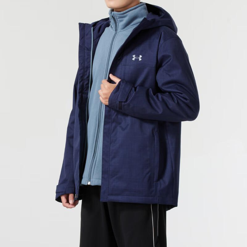 Under Armour Comfortable Hooded Zipper Three-In-One Windbreaker Men Jackets Blue 1300663-411
