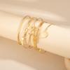European Geometric Heart Bracelet Set: 5-Piece Layered Metal Jewelry with Retro Style