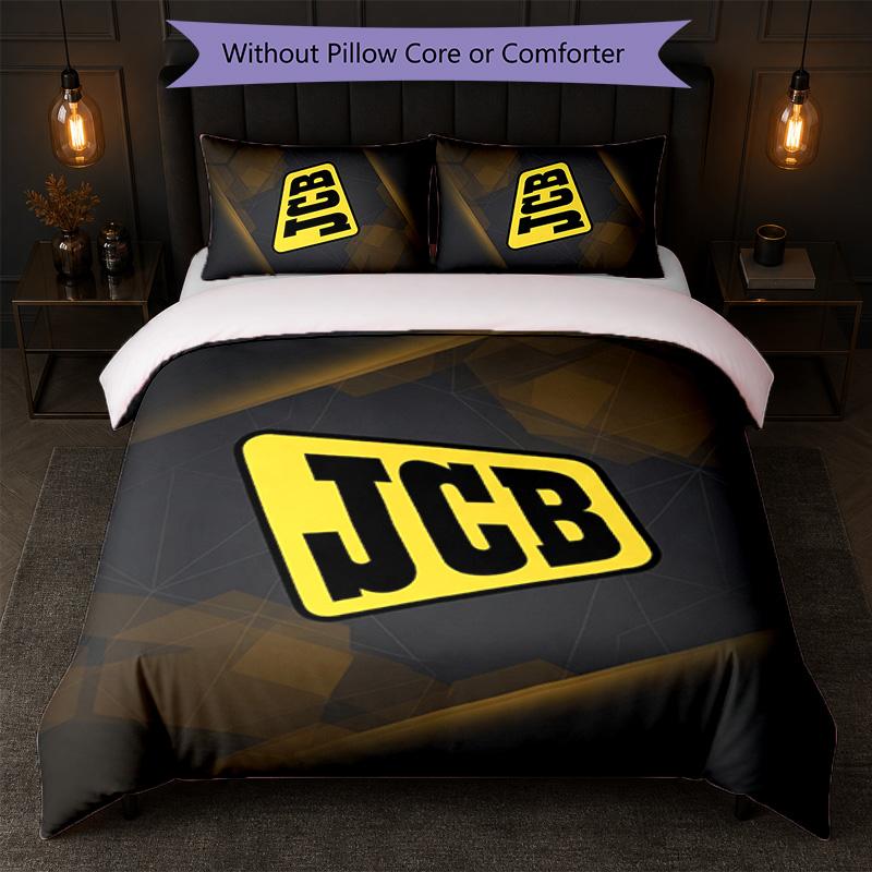 JCB Print 3Pcs Bedding Set Duvet Cover With Two Pillowcases Soft Bed Linen For Household Bedroom