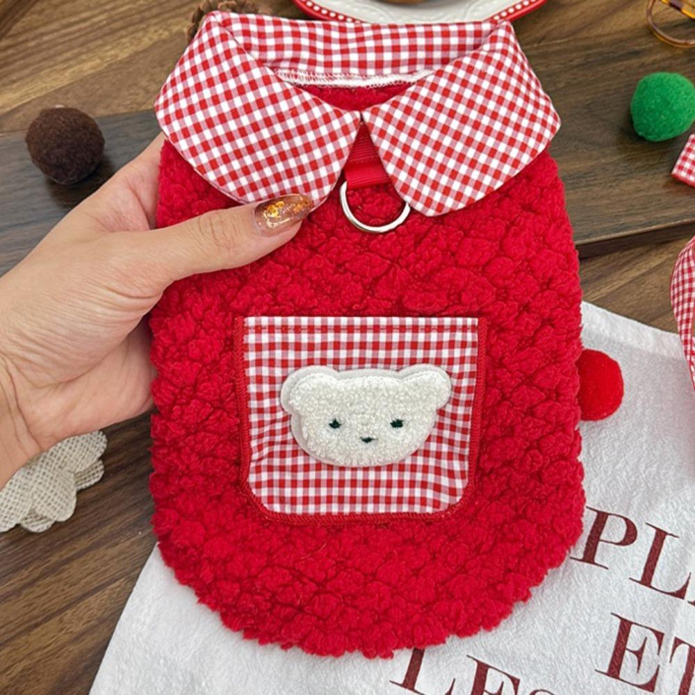 

New With Traction Buckle Dog Clothes Warm Thickened Pet Apparel Comfortable Puppy Vest Small Dogs S червоний