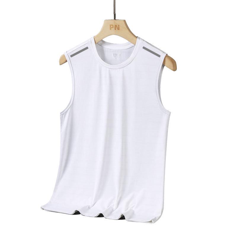 Men s Sleeveless Ice Silk Nylon Tank Top - Breathable and Cool for Summer Sports 3XL белый