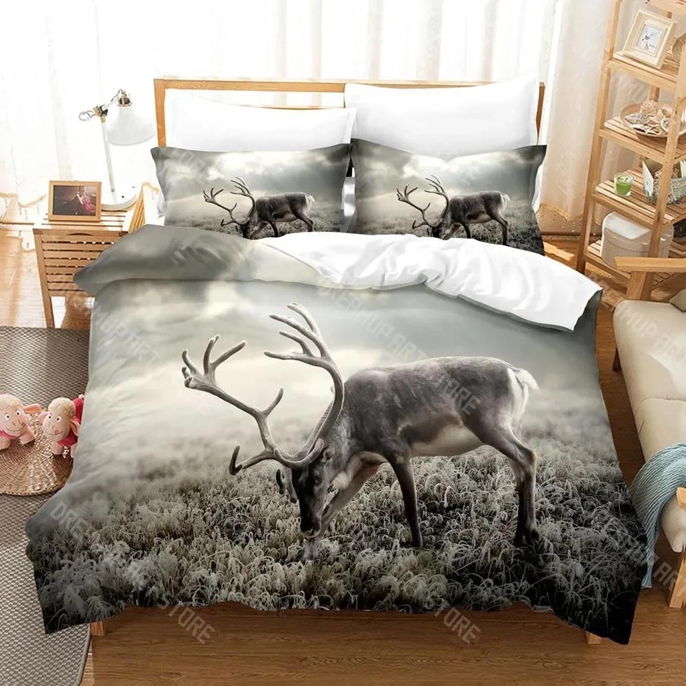 

3D Print Animal Deer Bedding Set Single Twin Full Queen King Size Bed Set Aldult Kid Bedroom Duvetcover Sets 3D Print Anime Bed EU Single 90x200cm