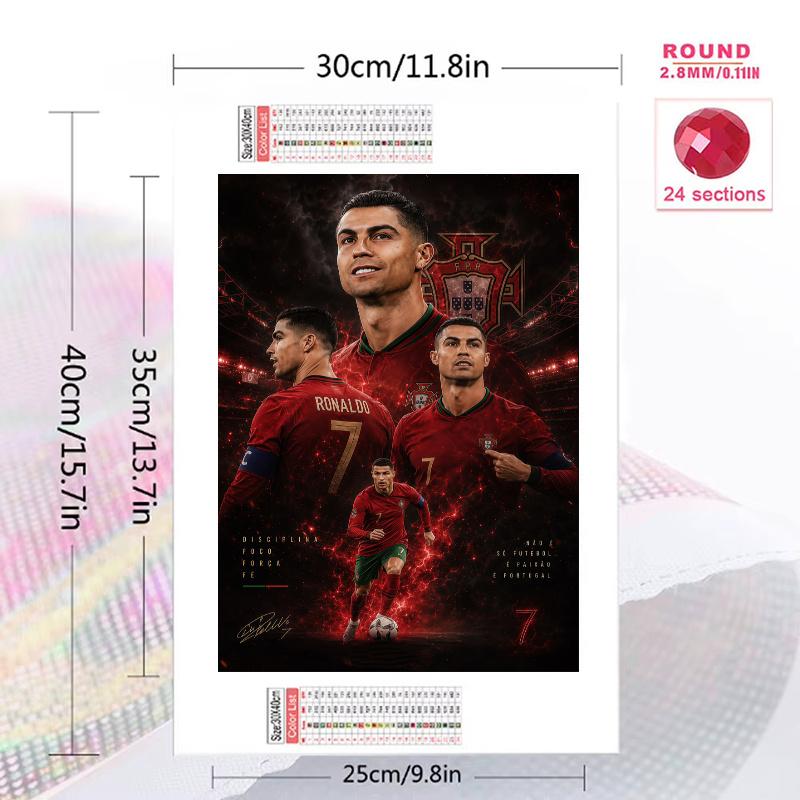 Cr7 100% Kulaté Plné Vrtáčky 5D DIY Diamantové Malování Výšivka Křížkový Steh Kamínková Dekorace