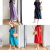 Luxurious Cotton Loose And Thin Dress For Women With Short Sleeves And Round Neck
