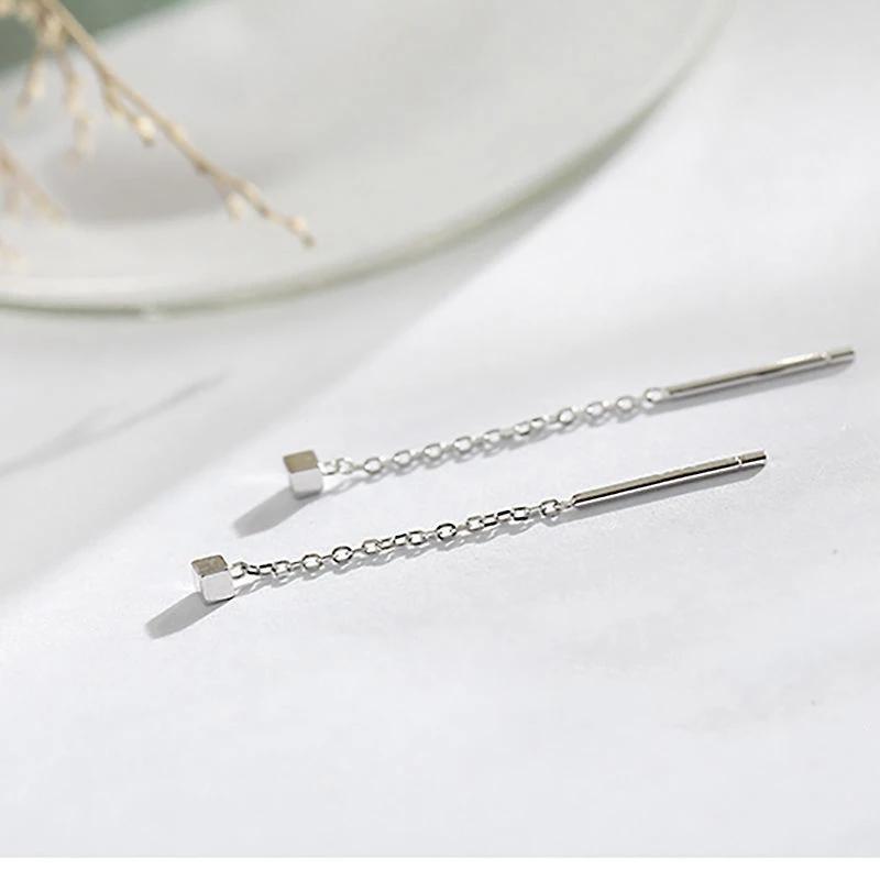 Drop Ear Line Langhengende øredobber for kvinner Rose gullfarge Zircon Crystal Piercing Threader Øredobber Øretilbehør Smykker