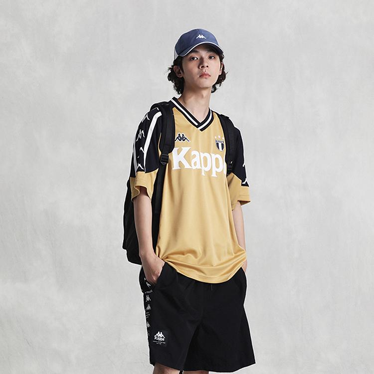 Kappa Retro Casual Sports Jersey Letter Print V-Neck Short Sleeve T-Shirt Men tops K0E32TD15