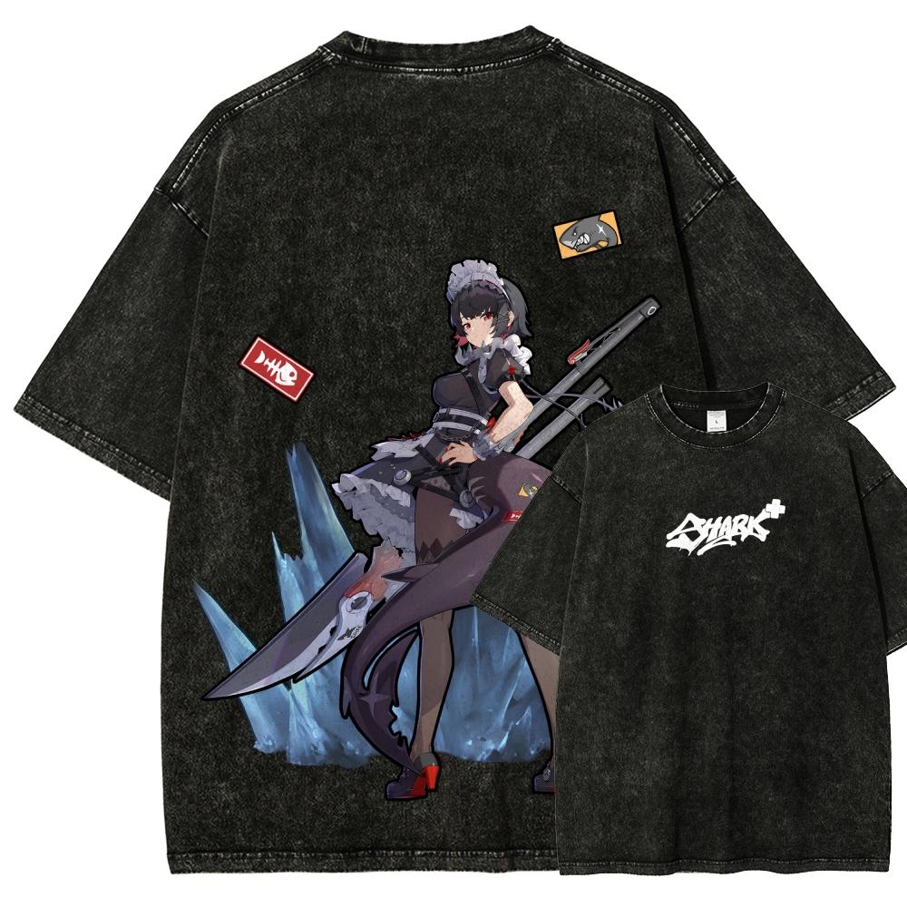 Anime Lover Washed T-shirt Personality Clothes Oversized Unisex Year Round Clothing High Quality
