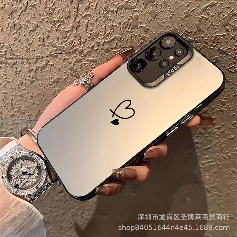 Applicable To Samsung Color Silver Case S24/S25ULTRA Simple Love GalaxyS23/NOTE20 Mobile Phone Case