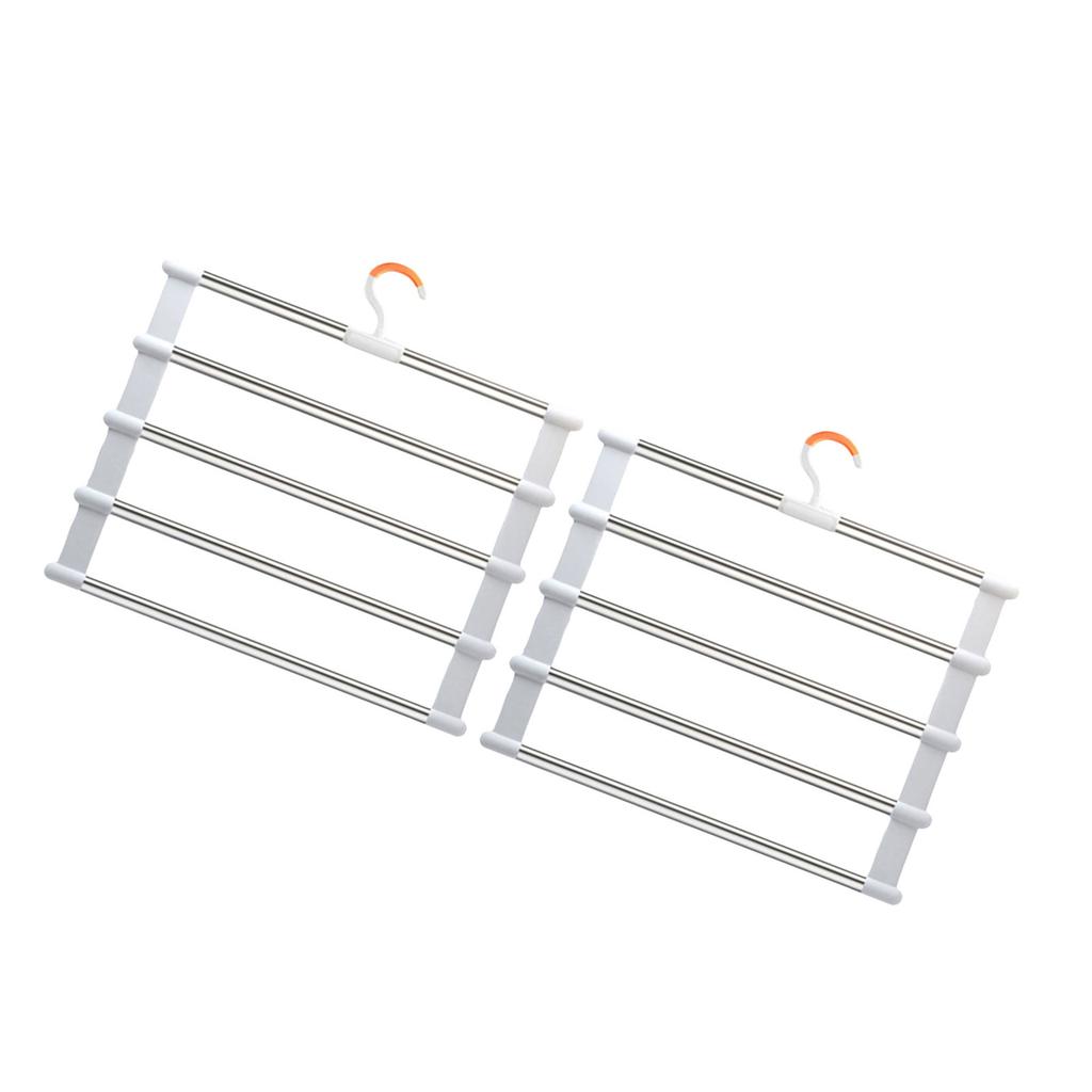 Multi Layer Foldable Clothes Hanger with Clamps Space Saving Multi Tiered Metal Folding Trouser Holder Rack with Clip