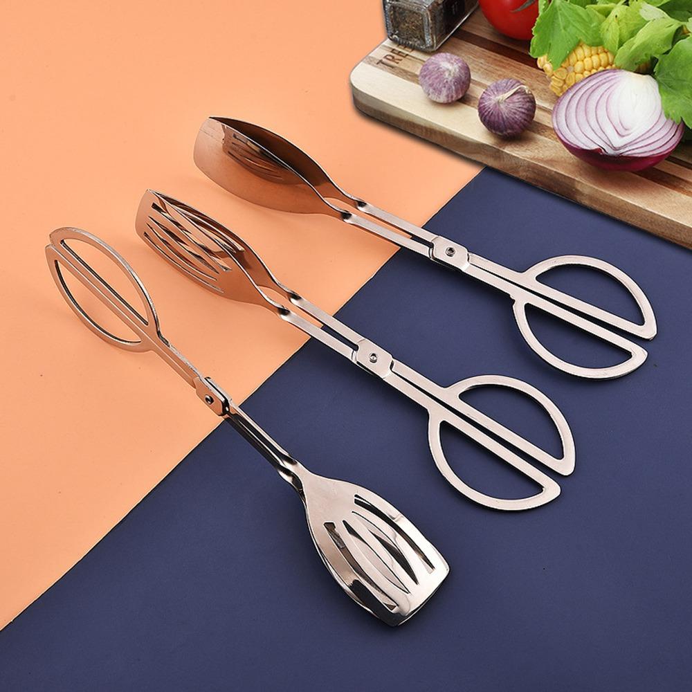 2 PCS Rust Proof Food Tongs Stainless Steel Buffet Tongs Durable Serving Tongs Salad Cake Bread