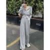 Hoodie Jacket Sweatpants Suit Hooded Short Sweatshirt Outwear Sports Pants Suit Women