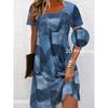 Women's Summer Short-Sleeve Minimalist Color-Blocked Dress