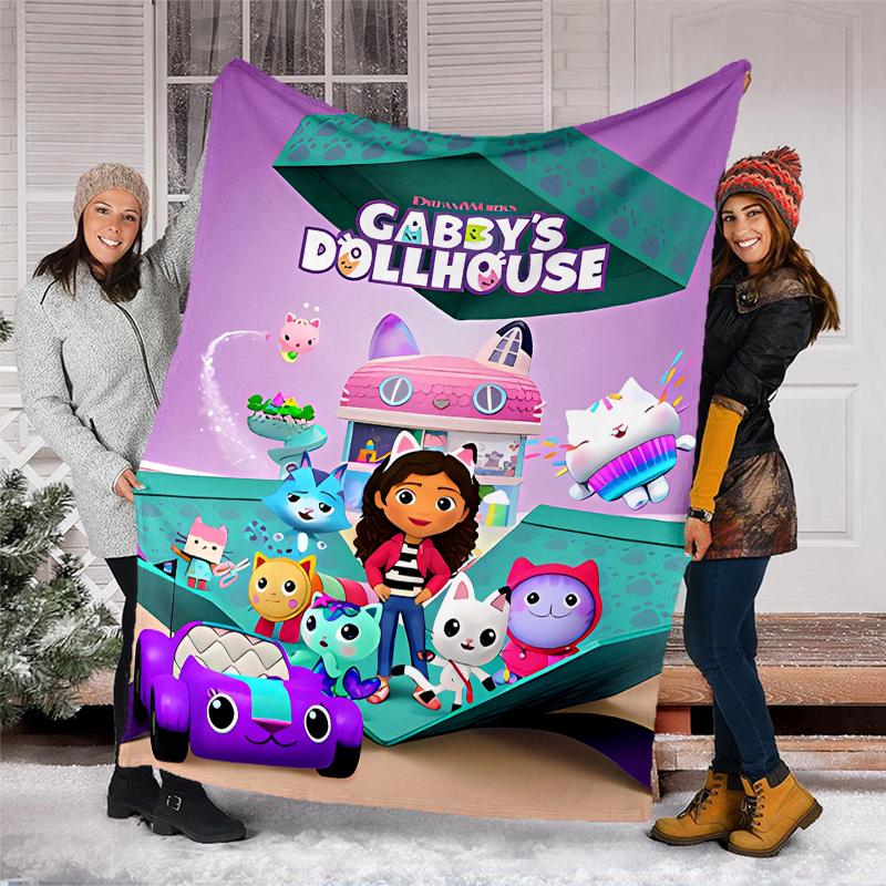 Gabby's Dollhouse printed throw blanket—lightweight,soft,warm;versatile blanket for all seasons—perfect as &air-conditioning throw,nap blanket