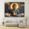 1 Piece Ornate Style Buddha and Lotus Tapestry, Machine Washable, Large Polyester Wall Hanging for Living Room and Bedroom