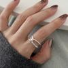 PANJBJ 925 Sterling Silver Geometric Black Stone Rings for Women Girl Korean Simple Adjustable Couple Jewelry Dropshipping