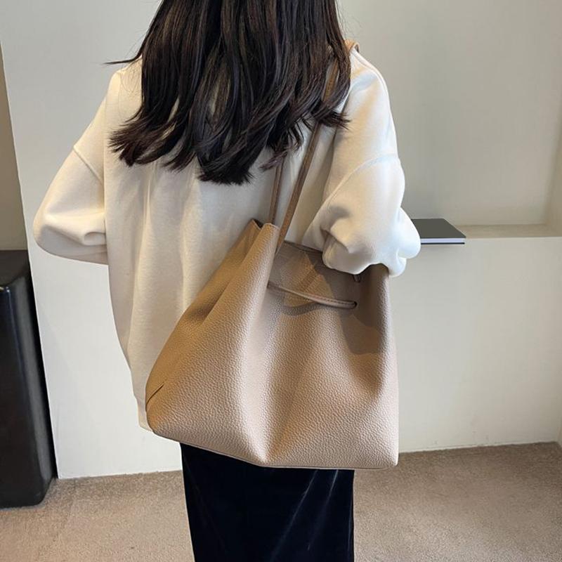 Yogodlns Vysoce kvalitní velkokapacitní taška typu bucket pro ženu, nová módní texturovaná ruční taška přes rameno pro každodenní nošení do práce a z práce, podpažní taška tote