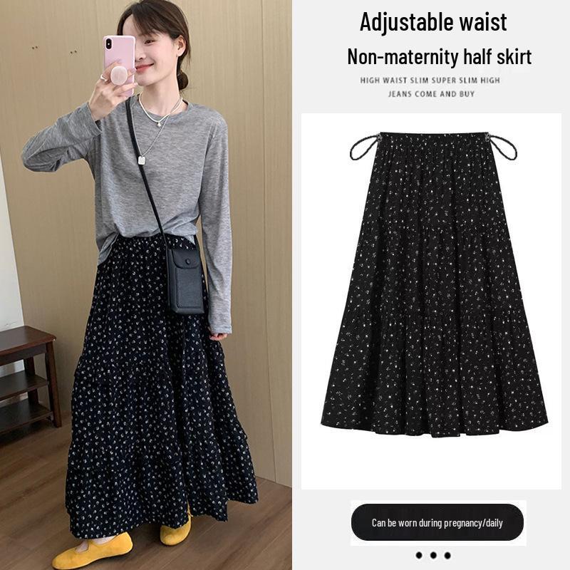 

Korean Style Floral Slim-Fit Maternity Skirt, Adjustable for Pre-Natal and Post-Natal, Mid-Length. 2X Large