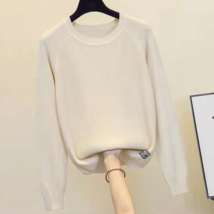 Frühling klassischer Pullover Damen Pullover langärmlig plus lässiger Rundhals schlankmachender Seitenschlitz Strickpullover Damen Innenoutfit