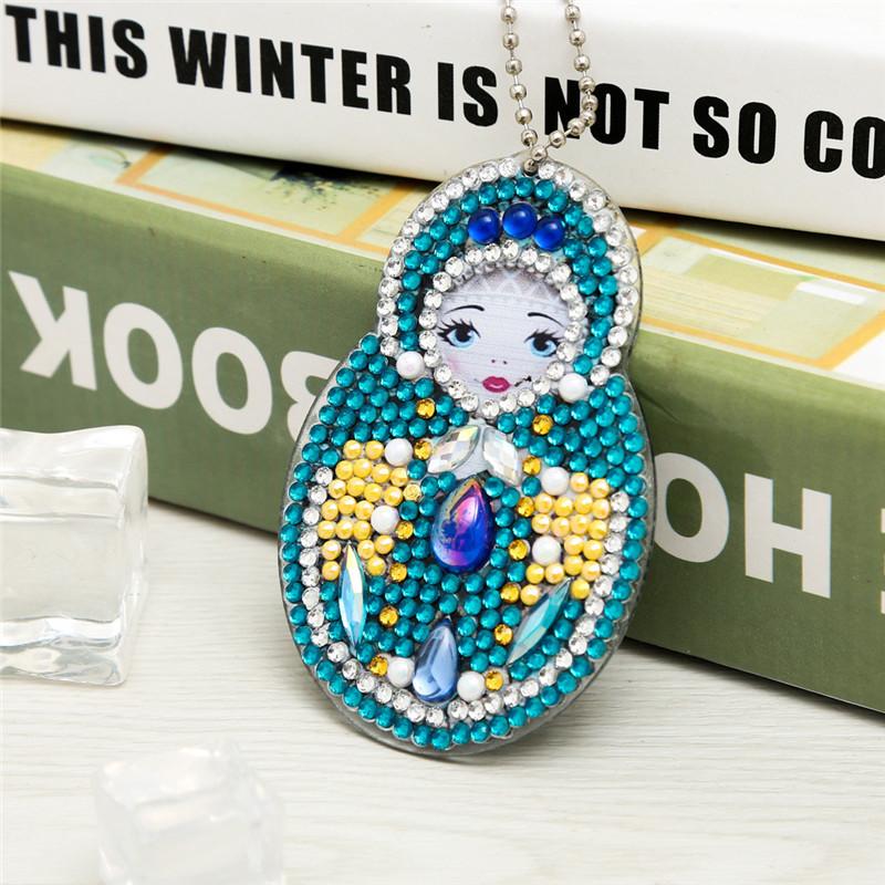 5pc/Set 5D Diamond Key Chain Cartoon Girl Pendant Toys Special Shaped Full Diamond Painting Keychain Bag Decor Gift