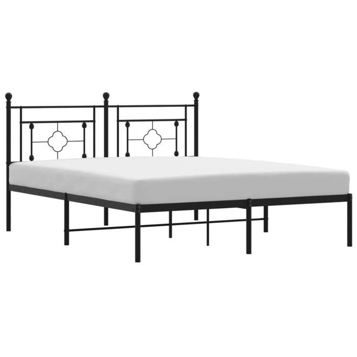 VidaXL Cadre de lit métal avec tête de lit noir 160x200 cm 374342