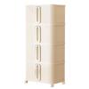 Foldable Sliding Door Cabinet with Wheels - Multi-layer Organizer for Baby Wardrobe or Snack Storage