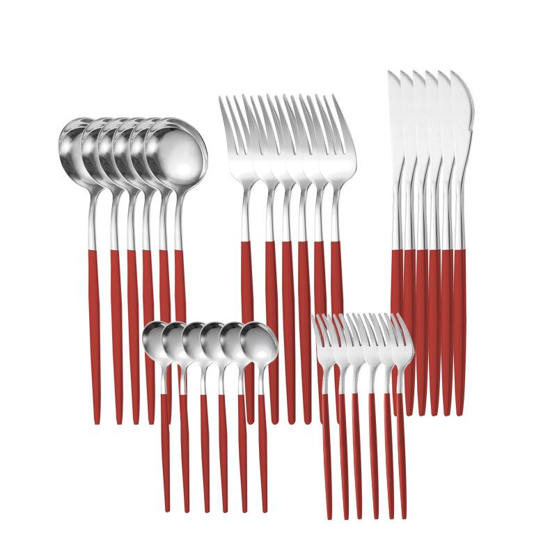 30 Pcs Black Gold Cutlery Set Chopsticks Knife Fork Spoon Golden Stainless Steel Korean Dinnerware Set Luxury Tableware Set