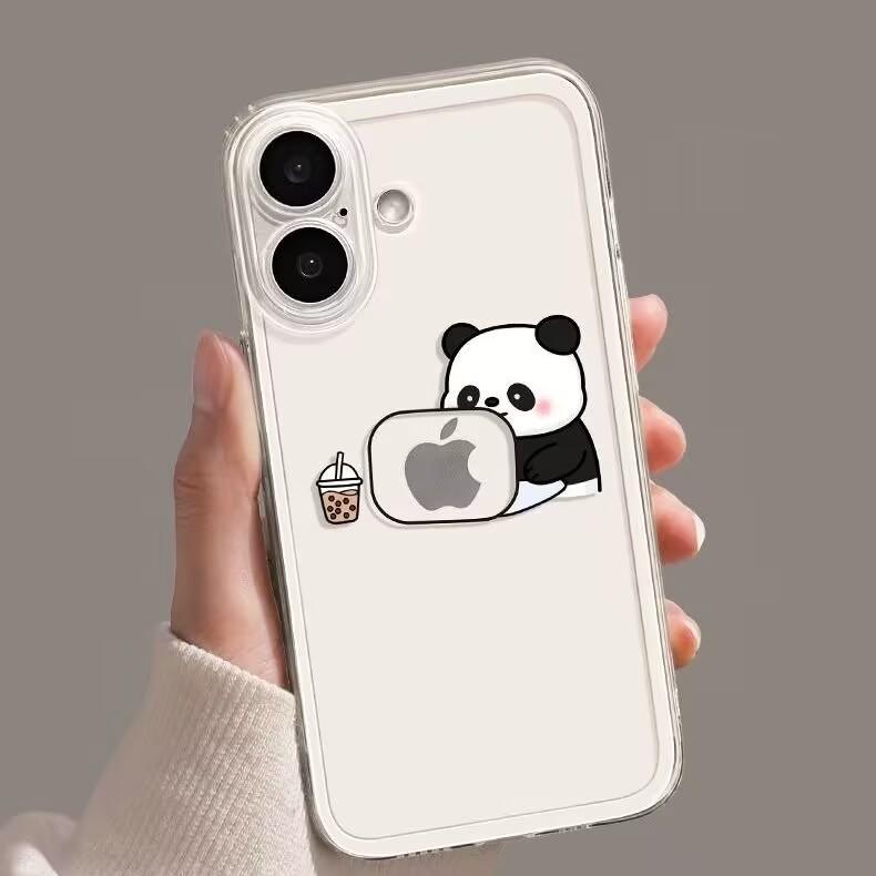 Funny Cute China Panda Clear Phone Case For iPhone16 15 14 13 12 11 Pro MAX Shockproof Covers