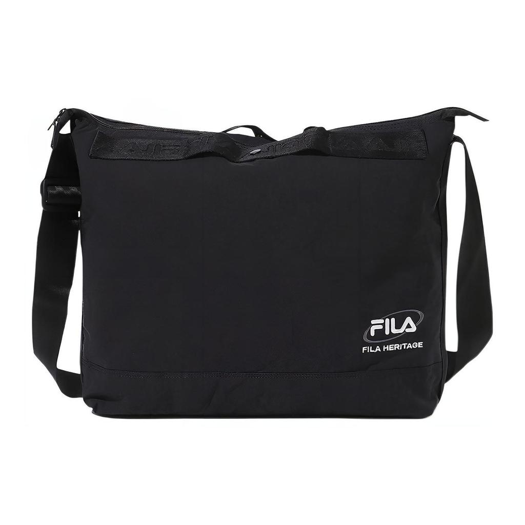 Fila Logo Zipper Closure Nylon Shoulder Crossbody Bag Large Unisex Bags Black FS3BCF6332X-BLK