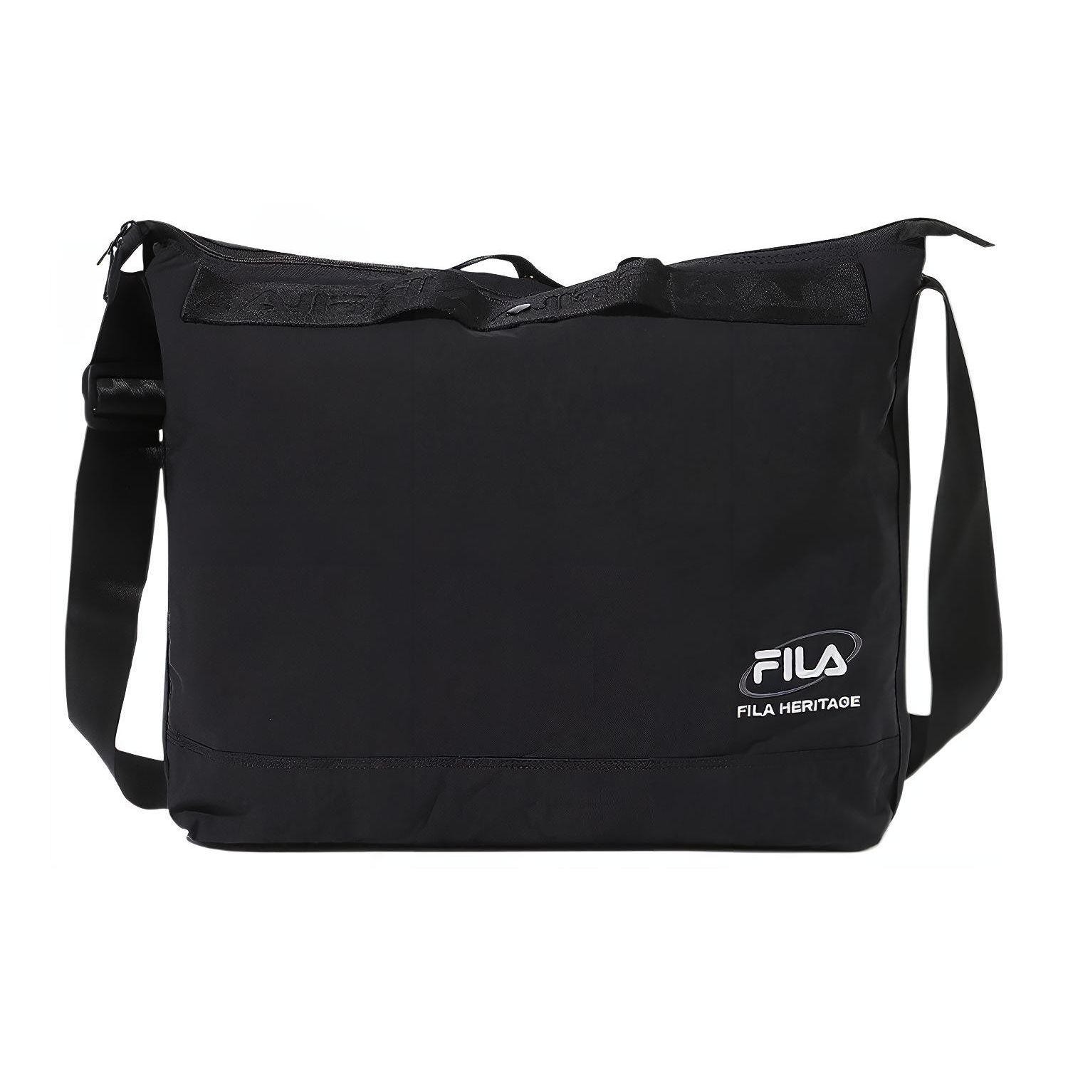 FILA Logo Zipper Closure Nylon Shoulder Crossbody Bag Large Unisex bags Black FS3BCF6332X-BLK Large