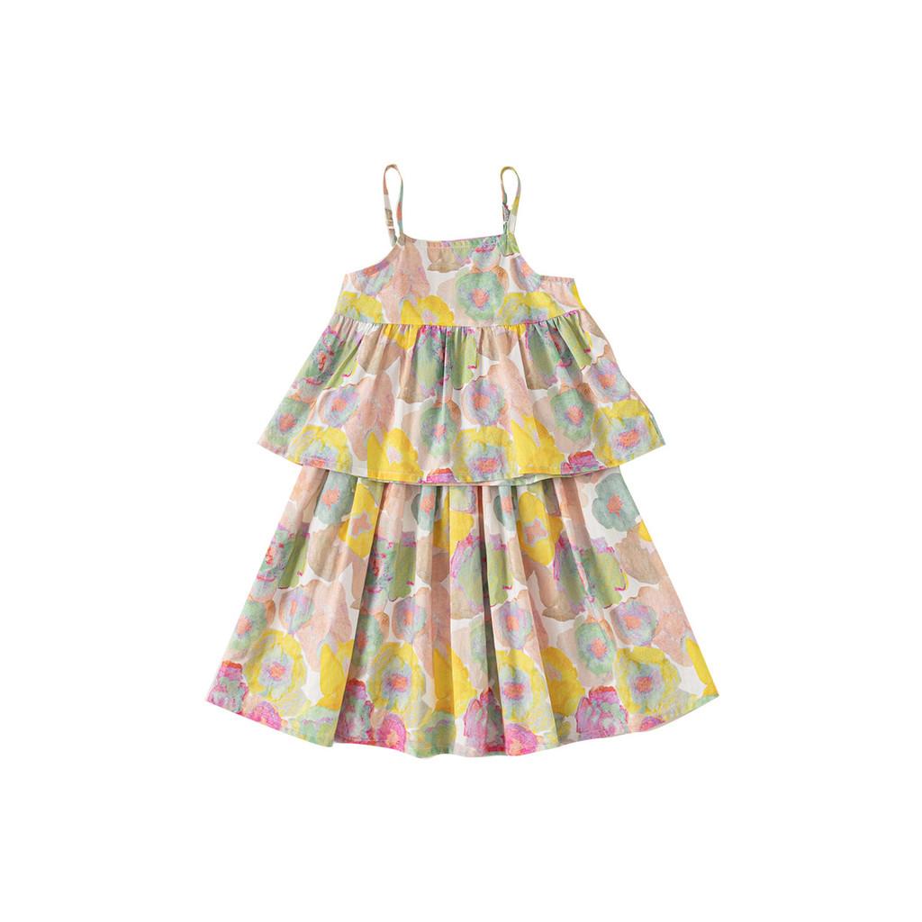 Childrens Summer Cotton Twopiece Dress Set With Floral Pattern For Girls Age 3 To 8 80CM